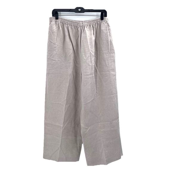 Eskandar Beige 100% Linen Lagenlook Pull On Wide Leg Trouser Pants Size 3 - Picture 1 of 8